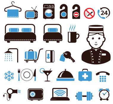 Hotel icons set clipart