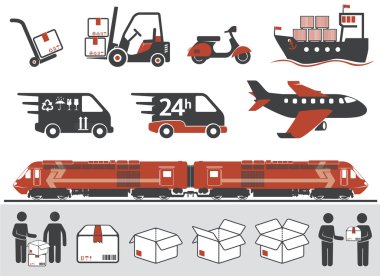 Mail delivery, transportation symbols clipart