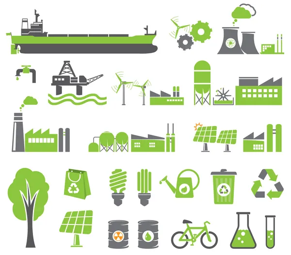 Símbolos de energia verde — Vetor de Stock