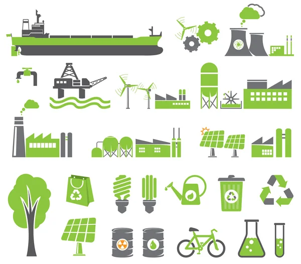 Zöld energia szimbólumok — Stock Vector
