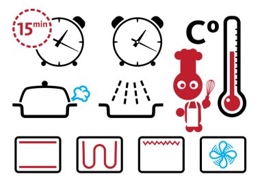 Cooking modes and settings icons clipart