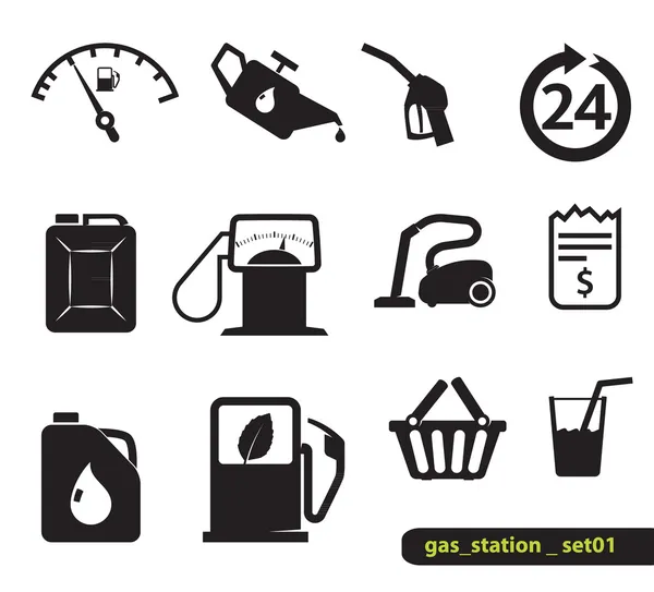 Gas station pictogrammen — Stockvector