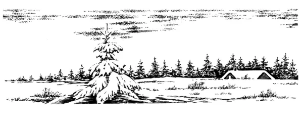 Сільських Зимова декорація — стоковий вектор