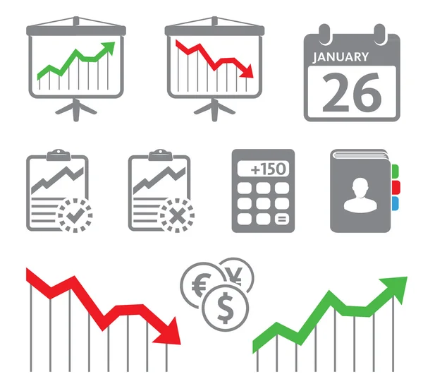 Economic icons, graphs — Stock Vector