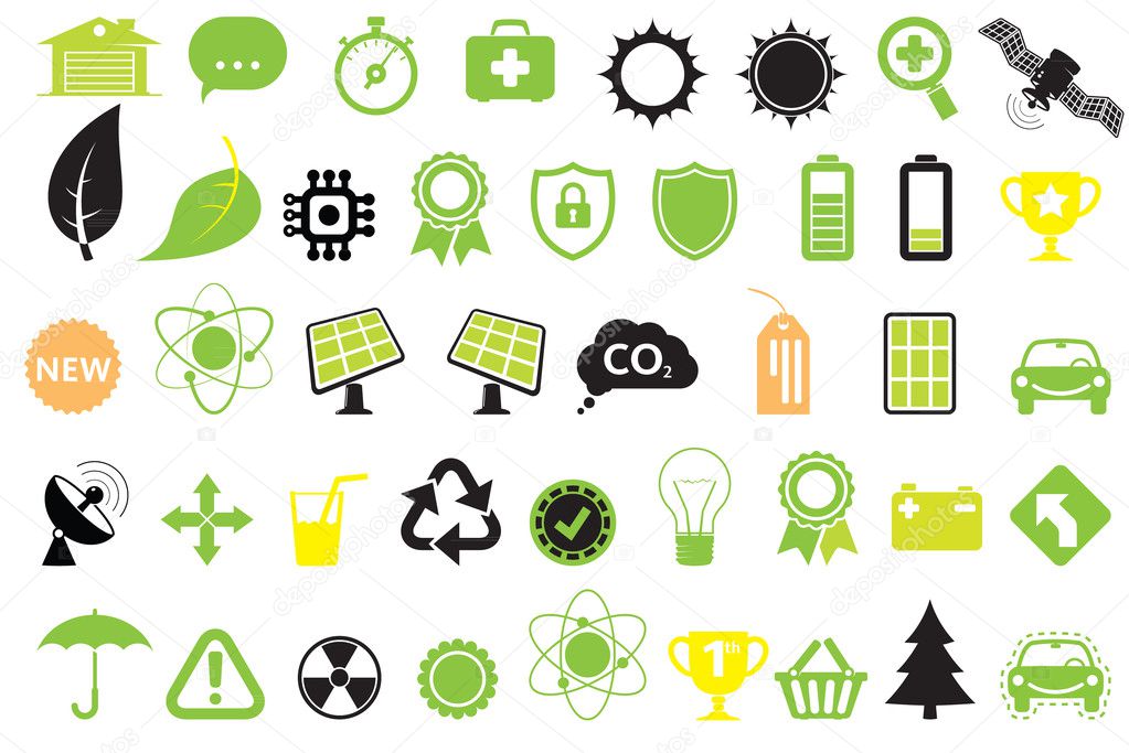 Green energy icons