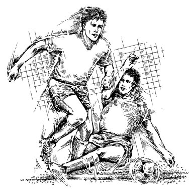 Drawing of soccer players clipart