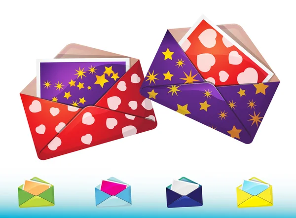 Envelopes engraçados com cartões — Vetor de Stock