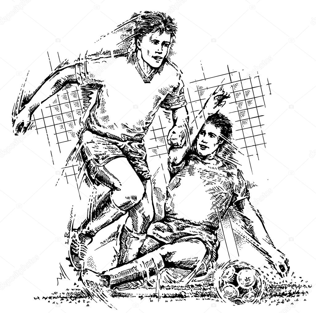 Drawing of soccer players