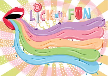 Conceptual funky illustration with many tongues clipart