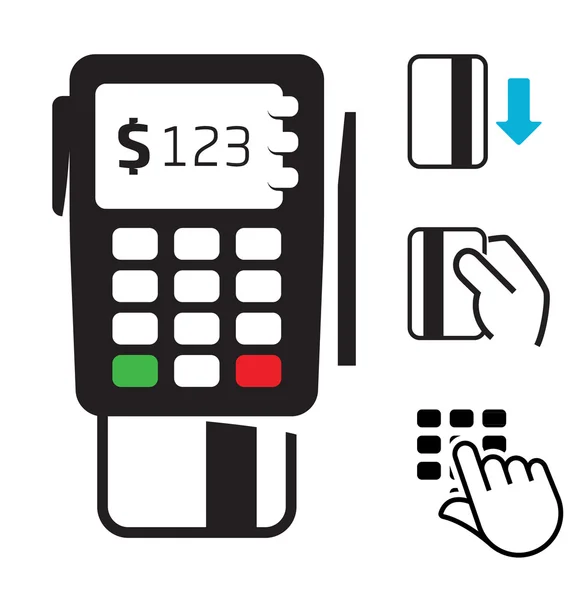 POS-Terminal und Kreditkarten-Symbole — Stockvektor