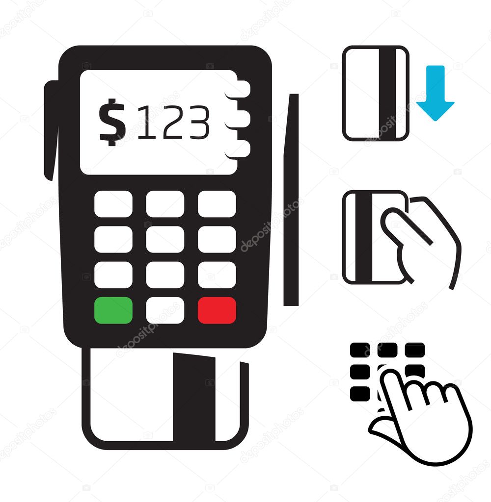POS-terminal and credit card icons
