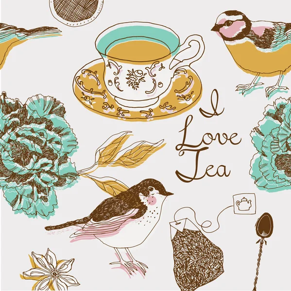 Ich liebe Tee — Stockvektor