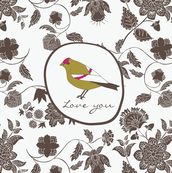 DecorativoVintage Valentines Bird — Vetor de Stock
