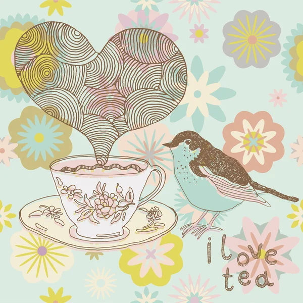 Szerelem teát háttérben — Stock Vector