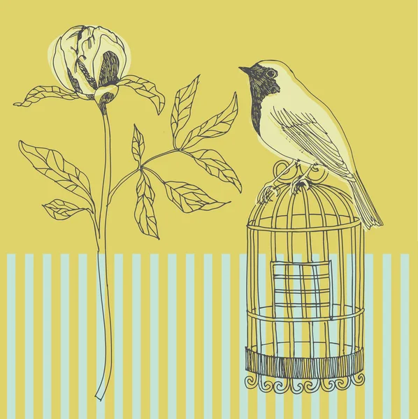 鳥や花。シームレス パターン — Stockový vektor
