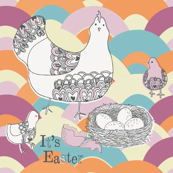 Easter background with hen — Stock Vector