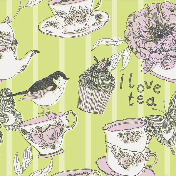 Love tea background — Stock Vector