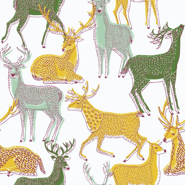 Ilustración a color de ciervos — Archivo Imágenes Vectoriales