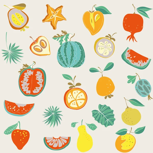 Illustrazione di frutti assortiti — Vettoriale Stock