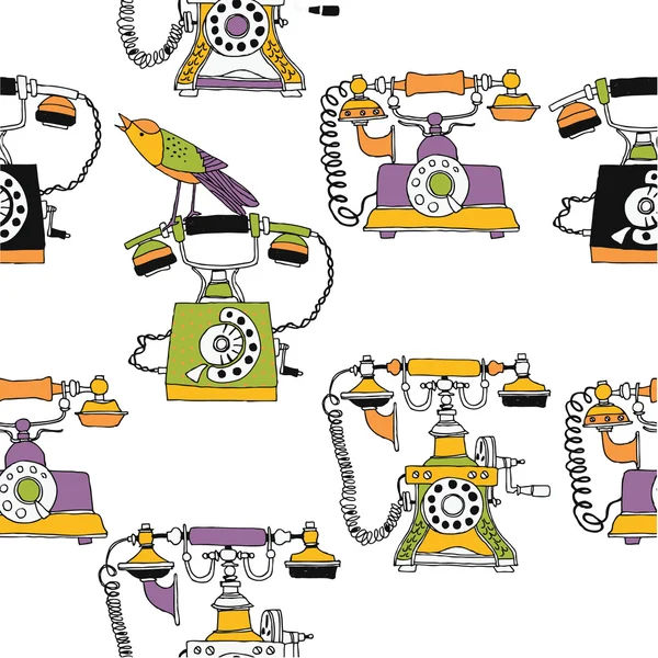 Old colorful telephones — Stock Vector
