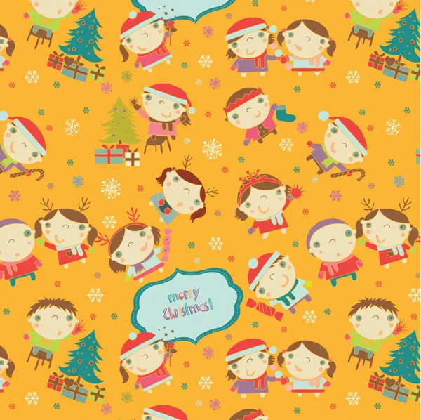 Happy little boys and girls pattern — Stock Vector