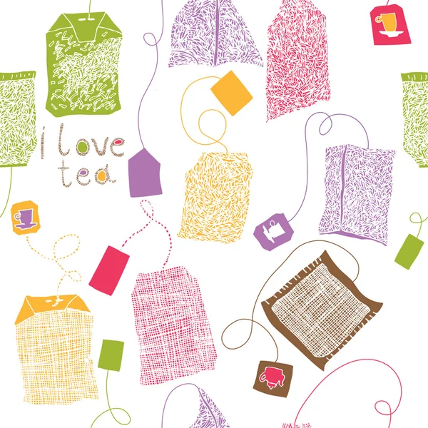 Various colorful tea bags print — Stock Vector