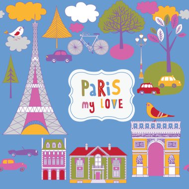 Colorful parisian background clipart