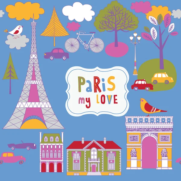 Kleurrijke Parijse achtergrond Vectorbeelden