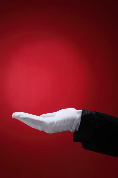 Boční pohled na rukou bílé rukavice — Stockfoto