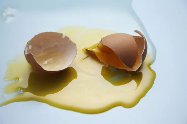 Vaječný žloutek a Bílek postříkal — Stock fotografie