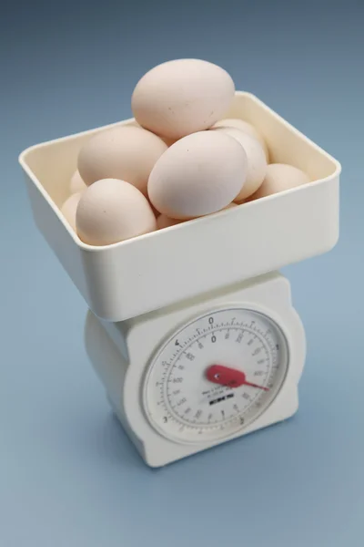 スケール上の卵のストック画像 — ストック写真