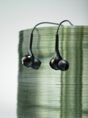 Headphones with cd collection clipart