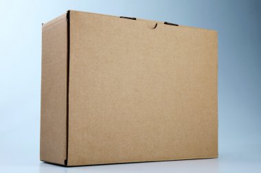düz renkli arka plan üzerinde kahverengi renk cardbox