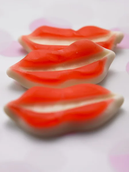 Few lip shape gummy candy together — Stock Photo, Image