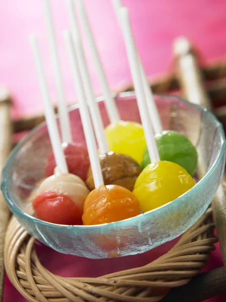 Stock image Bunch of the lollipops on the bowl