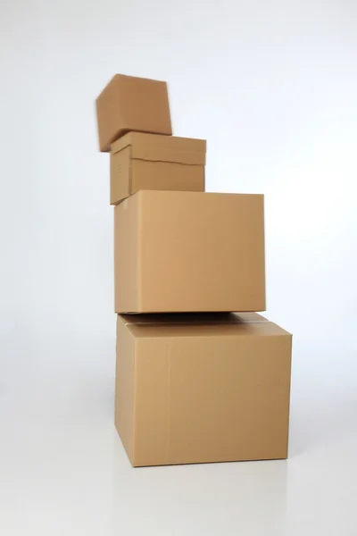 Stack of brown color boxes collapse — Stock Photo, Image