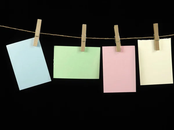 Washing line clipped with different type size of paper — Stock Photo, Image