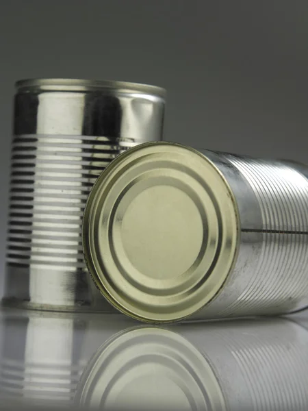 stock image Two aluminium can with reflection