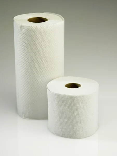 Kitchen and toilet roll on the plain background — Stock Photo, Image