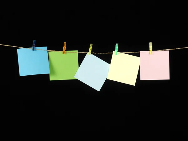 Washing line clipped with different color of paper — Stock Photo, Image