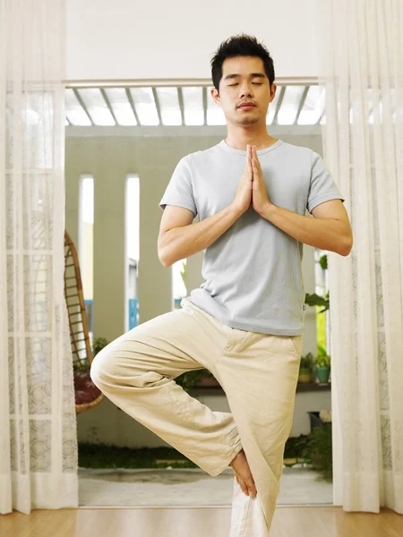 Man with yoga pose — Stock Photo, Image