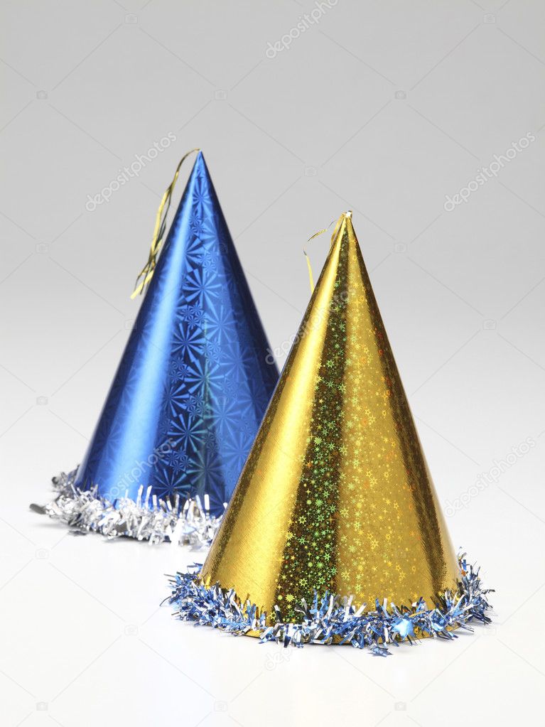 Two party hats on the white background