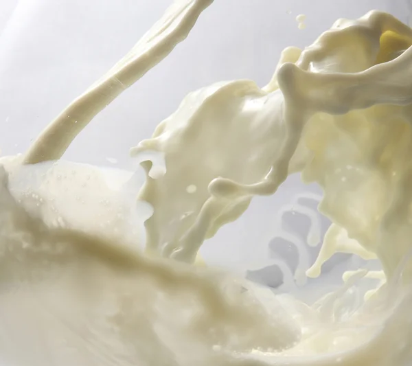 Наливать в чашку молоко или белую жидкость — стоковое фото