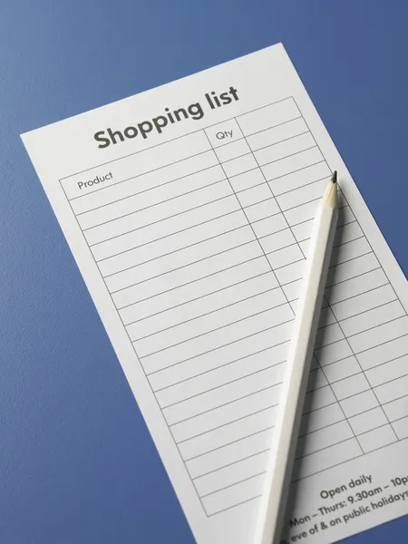 Pencil and shopping list — Stock Photo, Image