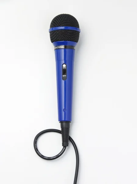 Top blå mikrofon — Stockfoto