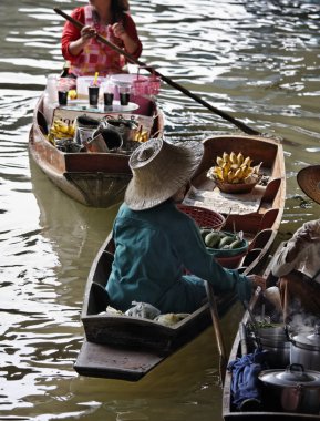 Tayland, bangkok, Tayland ahşap tekne yüzen Market