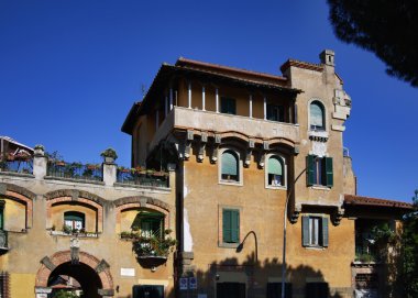 Italy, Rome, Garbatella, old building facade clipart