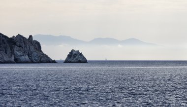 elba Adası Korsika dağlardan İtalya, deniz manzarası