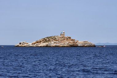 İtalya, elba Adası, portoferraio fenerinde taşla