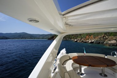 Italy, Elba Island, luxury yacht Azimut 75, flybridge clipart